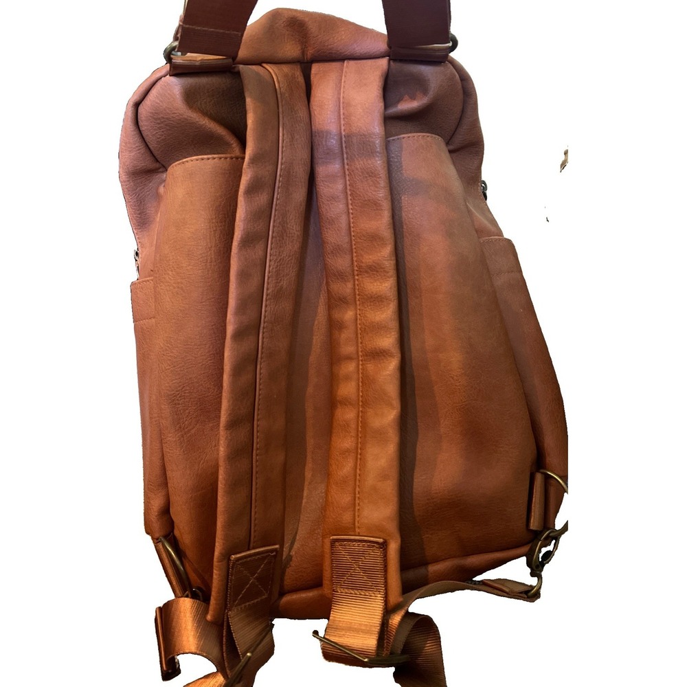 Kanga Pack Classic Camel Brown Vegan Leather Diaper Bag Backpack Convertible - Picture 11 of 11